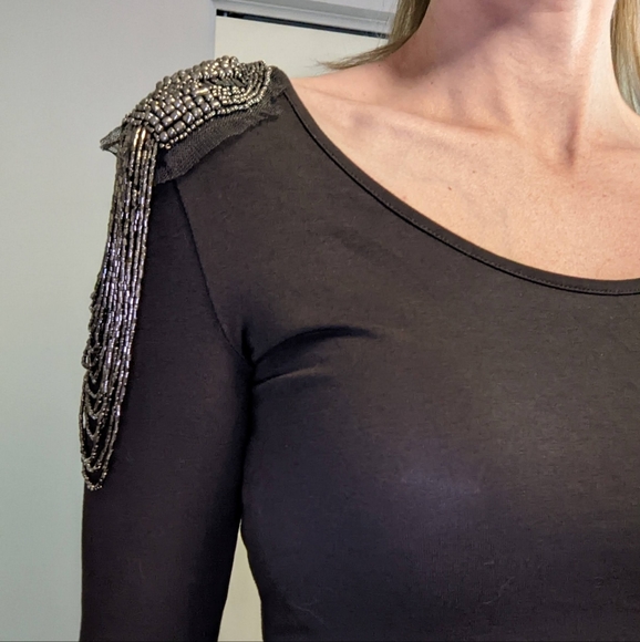 H&M Bodycon Dress with Beaded Shoulders - Picture 4 of 7